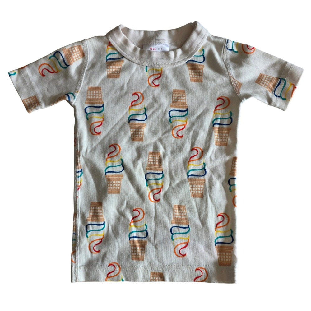 Hanna Andersson Kids 90cm US 3 Rainbow Ice Cream Organic Cotton Pajama Top